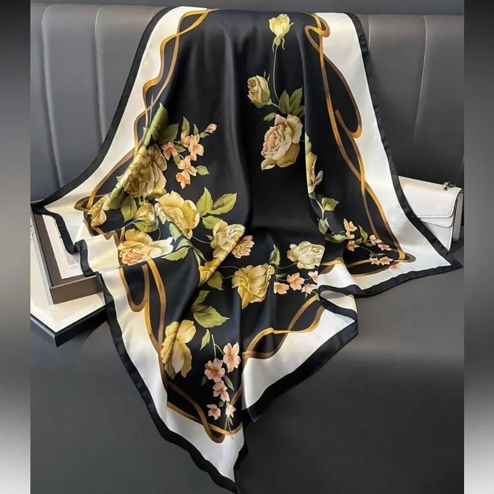 Floral black Scarf N1426
